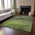 8' X 10' Green Gray And Ivory Abstract Washable Area Rug With UV Protection