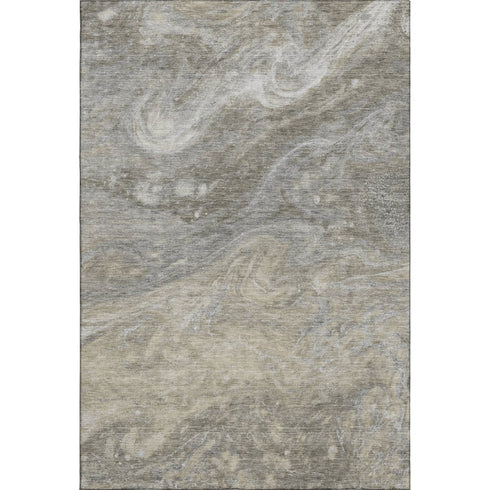 5' X 8' Taupe Gray And Ivory Abstract Washable Area Rug With UV Protection