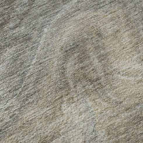 5' X 8' Taupe Gray And Ivory Abstract Washable Area Rug With UV Protection