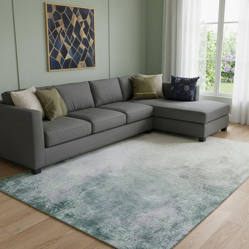 8' X 10' Beige And Ivory Abstract Washable Area Rug With UV Protection