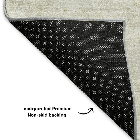 8' X 10' Beige And Ivory Abstract Washable Area Rug With UV Protection