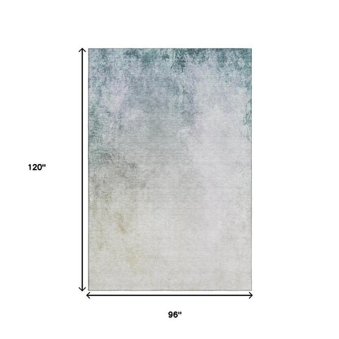 8' X 10' Beige And Ivory Abstract Washable Area Rug With UV Protection