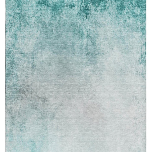 5' X 8' Teal And Ivory Abstract Washable Area Rug With UV Protection