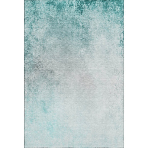 5' X 8' Teal And Ivory Abstract Washable Area Rug With UV Protection