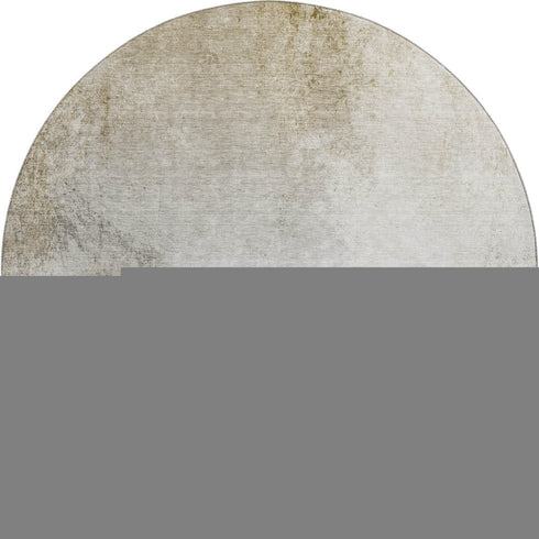 8' Taupe And Ivory Abstract Washable Round Rug With UV Protection
