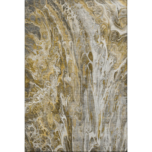8' X 10' Brown Gray And Ivory Abstract Washable Area Rug With UV Protection