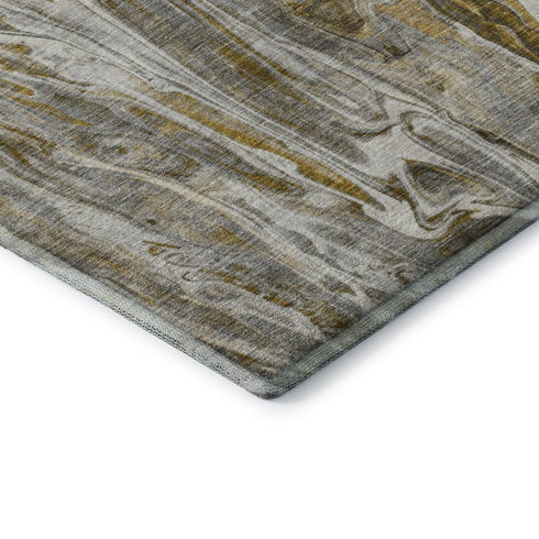 8' X 10' Brown Gray And Ivory Abstract Washable Area Rug With UV Protection