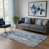 5' X 8' Blue Gray And Ivory Abstract Washable Area Rug With UV Protection