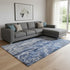 8' X 10' Blue Gray And Ivory Abstract Washable Area Rug With UV Protection