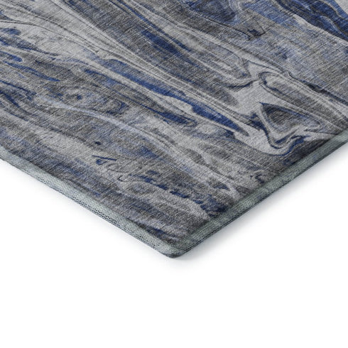 8' X 10' Blue Gray And Ivory Abstract Washable Area Rug With UV Protection