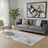 5' X 8' Gray And Ivory Abstract Washable Area Rug With UV Protection