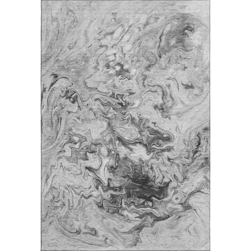 5' X 8' Gray And Ivory Abstract Washable Area Rug With UV Protection