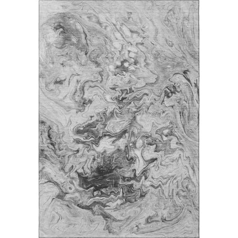 5' X 8' Gray And Ivory Abstract Washable Area Rug With UV Protection