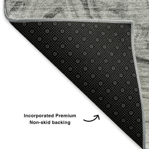 8' X 10' Gray And Ivory Abstract Washable Area Rug With UV Protection