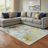 8' X 10' Ivory Yellow And Blue Abstract Washable Area Rug With UV Protection