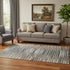 5' X 8' Brown Gray And Ivory Striped Washable Area Rug With UV Protection