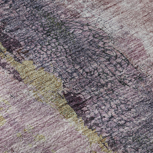 5' X 8' Blush Gray And Ivory Abstract Washable Area Rug With UV Protection