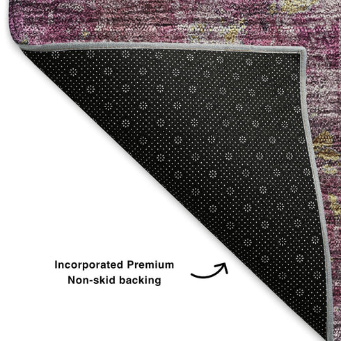 5' X 8' Blush Gray And Ivory Abstract Washable Area Rug With UV Protection