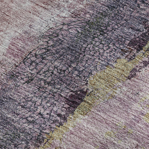 5' X 8' Blush Gray And Ivory Abstract Washable Area Rug With UV Protection