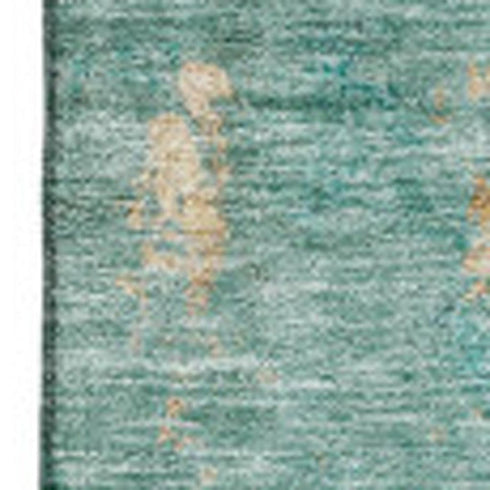 8' X 10' Blue Gold And Green Abstract Washable Area Rug With UV Protection
