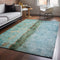 9' X 12' Blue Gold And Green Abstract Washable Area Rug With UV Protection