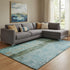 9' X 12' Blue Gold And Green Abstract Washable Area Rug With UV Protection