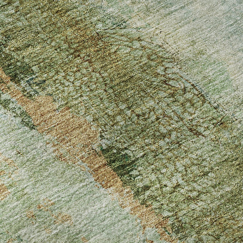 9' X 12' Green Blue And Gold Abstract Washable Area Rug With UV Protection