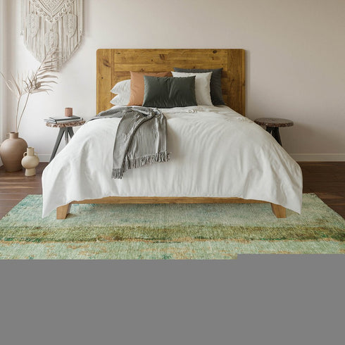 9' X 12' Green Blue And Gold Abstract Washable Area Rug With UV Protection