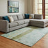 9' X 12' Green Blue And Gold Abstract Washable Area Rug With UV Protection