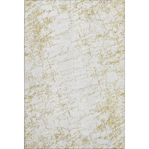 5' X 8' Gold And Ivory Abstract Washable Area Rug With UV Protection
