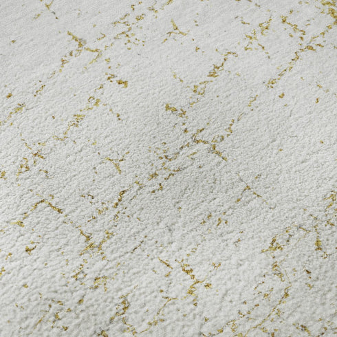 5' X 8' Gold And Ivory Abstract Washable Area Rug With UV Protection