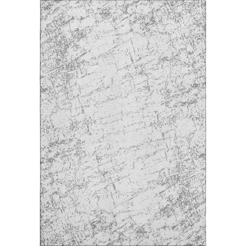 5' X 8' Gray And Ivory Abstract Washable Area Rug With UV Protection