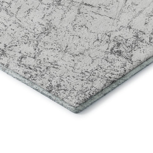 5' X 8' Gray And Ivory Abstract Washable Area Rug With UV Protection