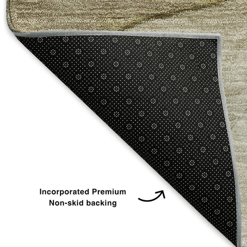 9' X 12' Brown Ivory And Beige Abstract Washable Area Rug With UV Protection