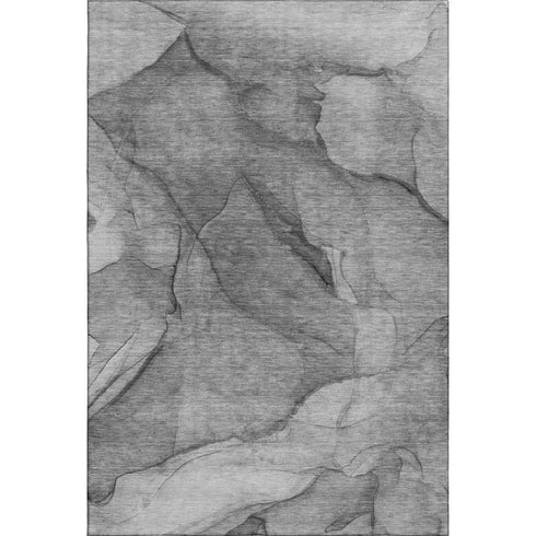 5' X 8' Gray And Ivory Abstract Washable Area Rug With UV Protection