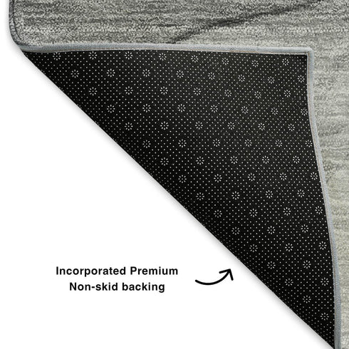 5' X 8' Gray And Ivory Abstract Washable Area Rug With UV Protection