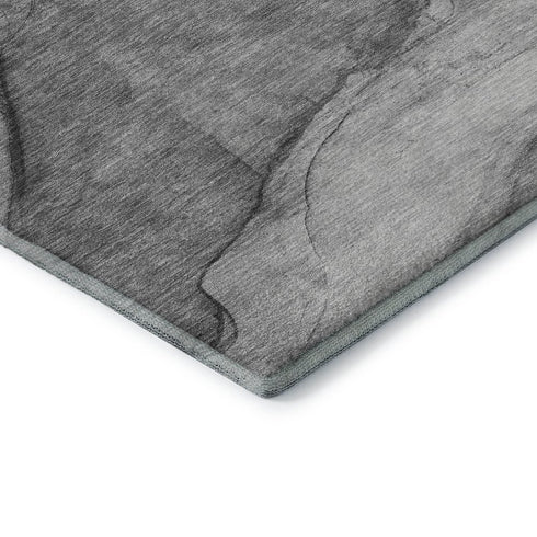 5' X 8' Gray And Ivory Abstract Washable Area Rug With UV Protection