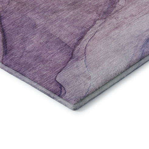 8' X 10' Purple And Ivory Abstract Washable Area Rug With UV Protection