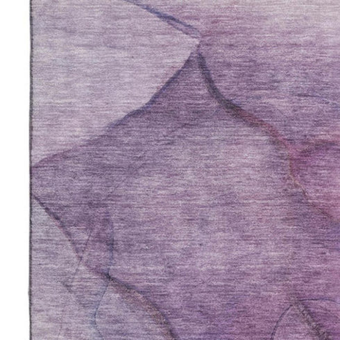 8' X 10' Purple And Ivory Abstract Washable Area Rug With UV Protection