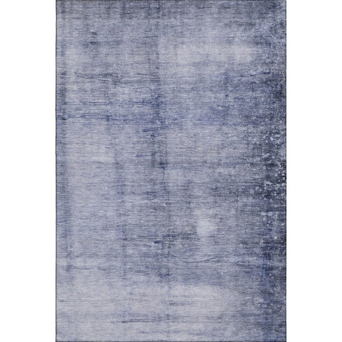 8' X 10' Navy Blue And Ivory Abstract Washable Area Rug With UV Protection