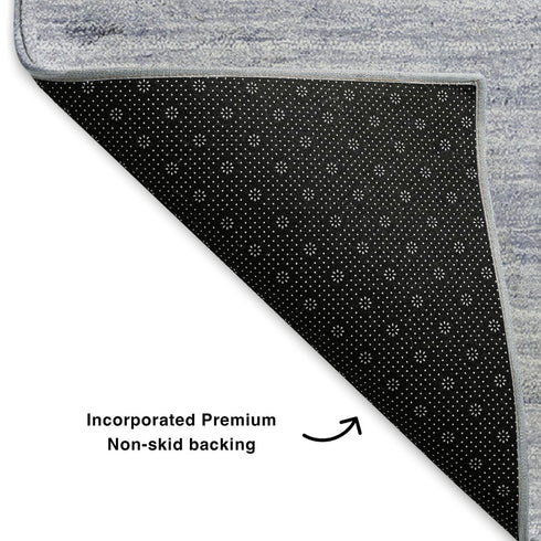 8' X 10' Navy Blue And Ivory Abstract Washable Area Rug With UV Protection