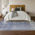 8' X 10' Navy Blue And Ivory Abstract Washable Area Rug With UV Protection