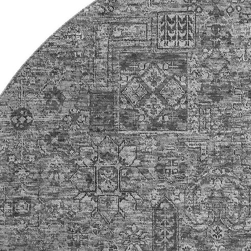 9' X 12' Charcoal And Silver Floral Washable Area Rug With UV Protection
