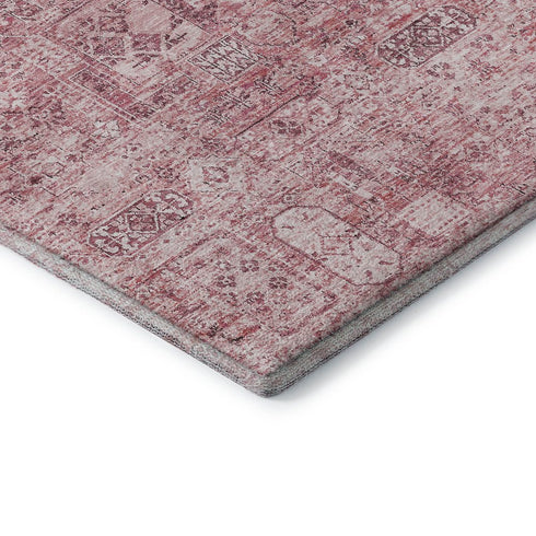 9' X 12' Pink And Ivory Floral Washable Area Rug With UV Protection