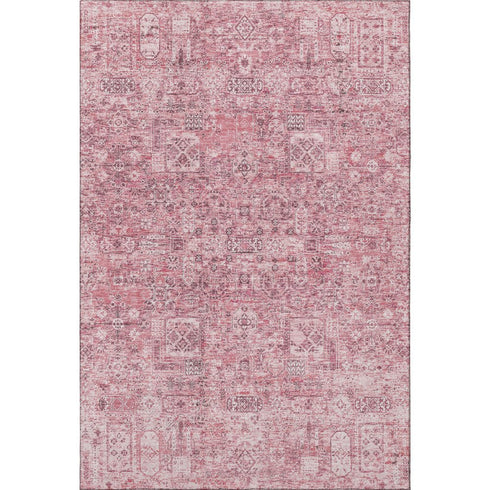 9' X 12' Pink And Ivory Floral Washable Area Rug With UV Protection