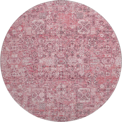 9' X 12' Pink And Ivory Floral Washable Area Rug With UV Protection