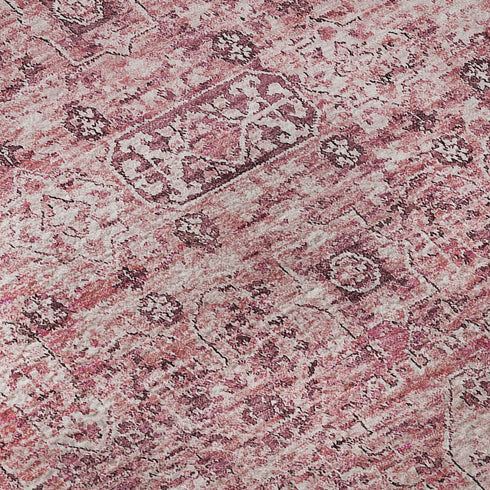 9' X 12' Pink And Ivory Floral Washable Area Rug With UV Protection