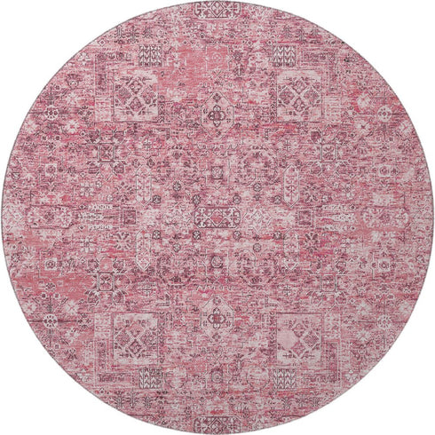 9' X 12' Pink And Ivory Floral Washable Area Rug With UV Protection
