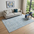 9' X 12' Sky Blue And Ivory Floral Washable Area Rug With UV Protection