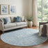 9' X 12' Sky Blue And Ivory Floral Washable Area Rug With UV Protection